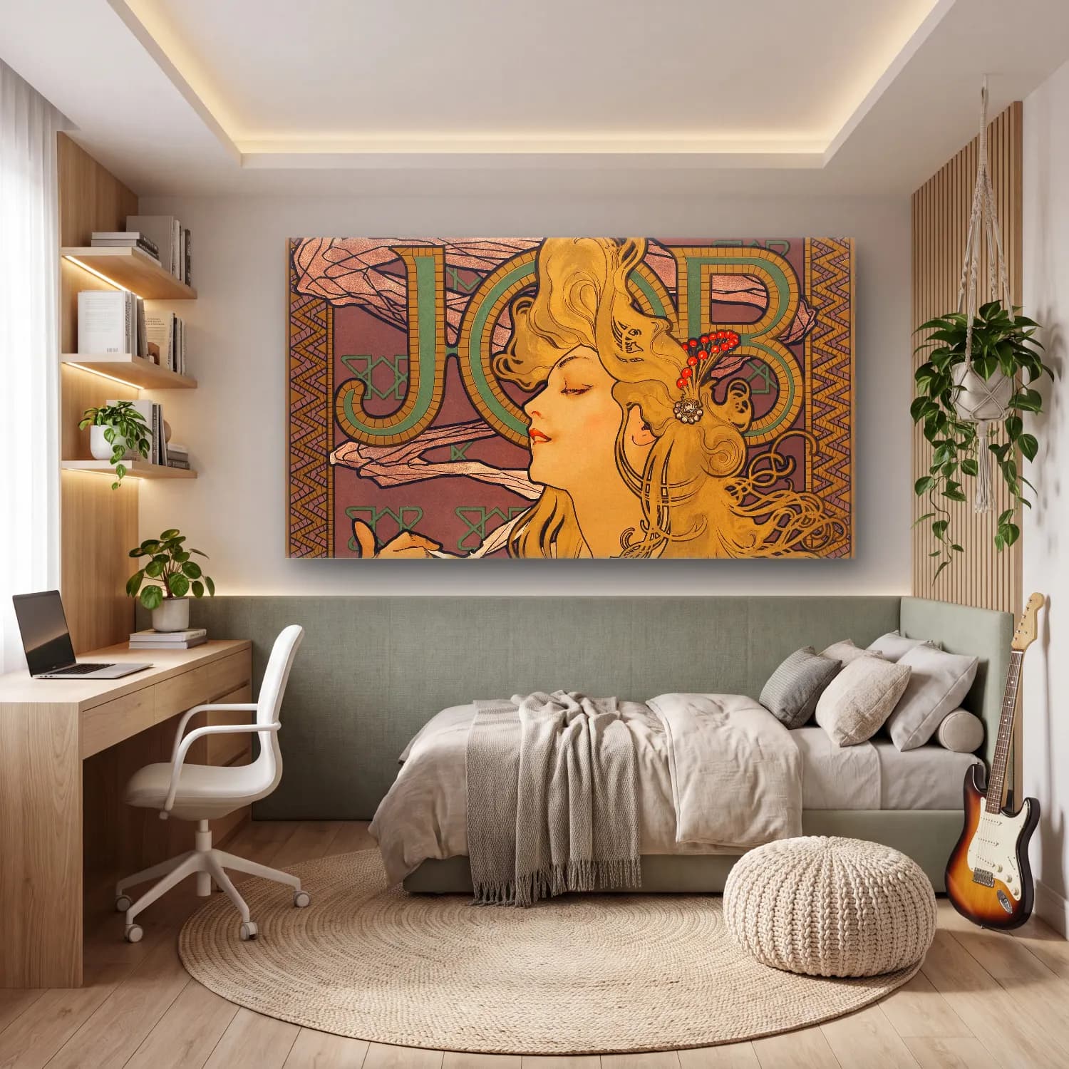 Alphonse Mucha – Job cam tablo — genç odasında