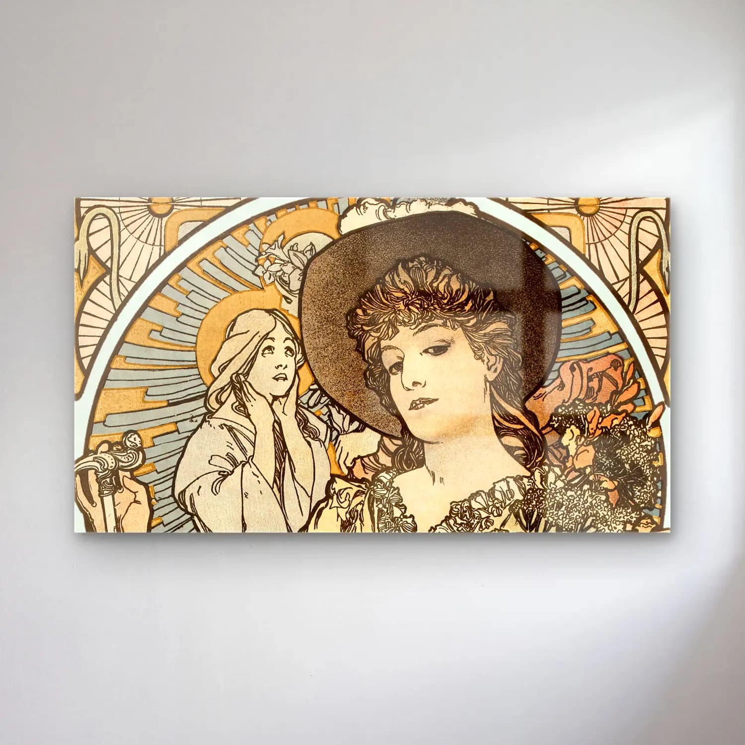 Alphonse Mucha – La Tosca, Sarah Bernhardt cam tablo — Alphonse Mucha – La Tosca, Sarah Bernhardt — vintage şapkalı kadın