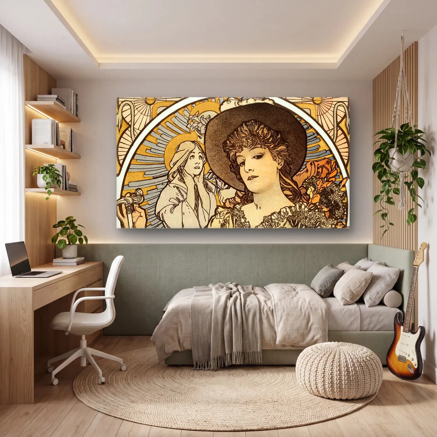 Alphonse Mucha – La Tosca, Sarah Bernhardt cam tablo — genç odasında