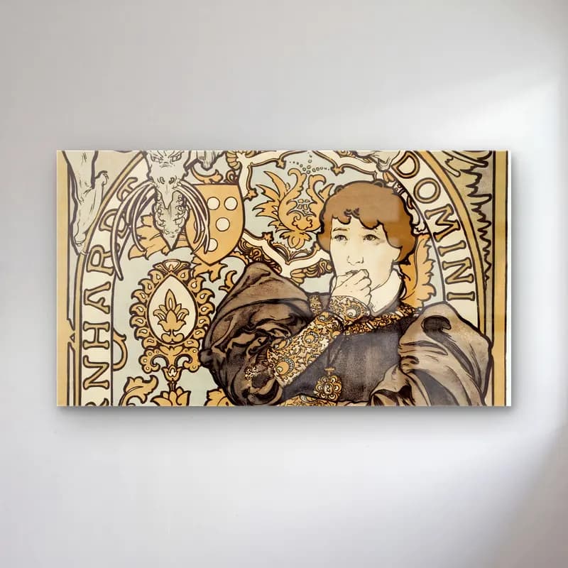 Alphonse Mucha – Lorenzaccio, piece en v actes, d Alfred de Musset cam tablo — Alphonse Mucha – Lorenzaccio, piece en v actes, d Alfred de Musset — vintage kadın portresi