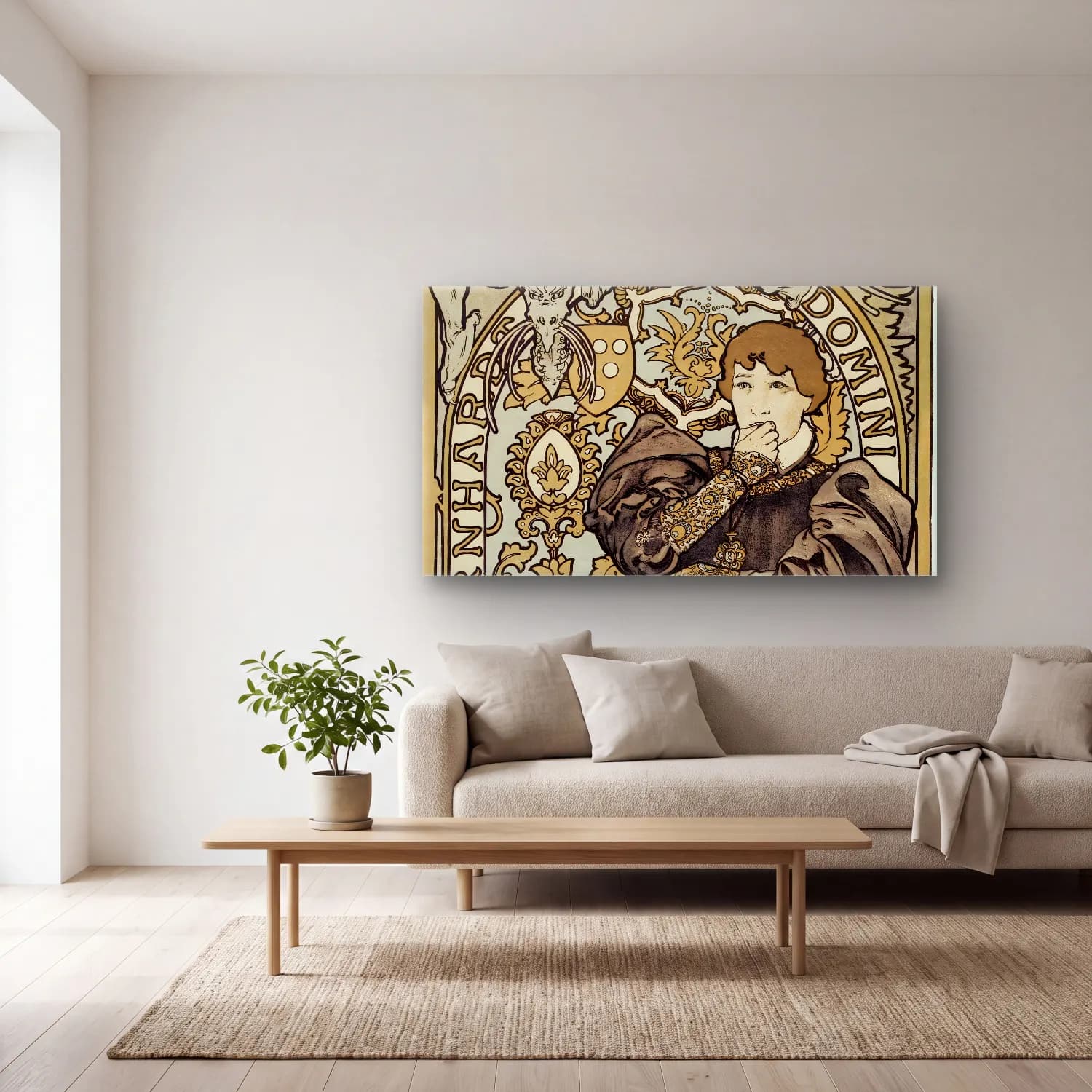 Alphonse Mucha – Lorenzaccio, piece en v actes, d Alfred de Musset cam tablo — açık renk salonda