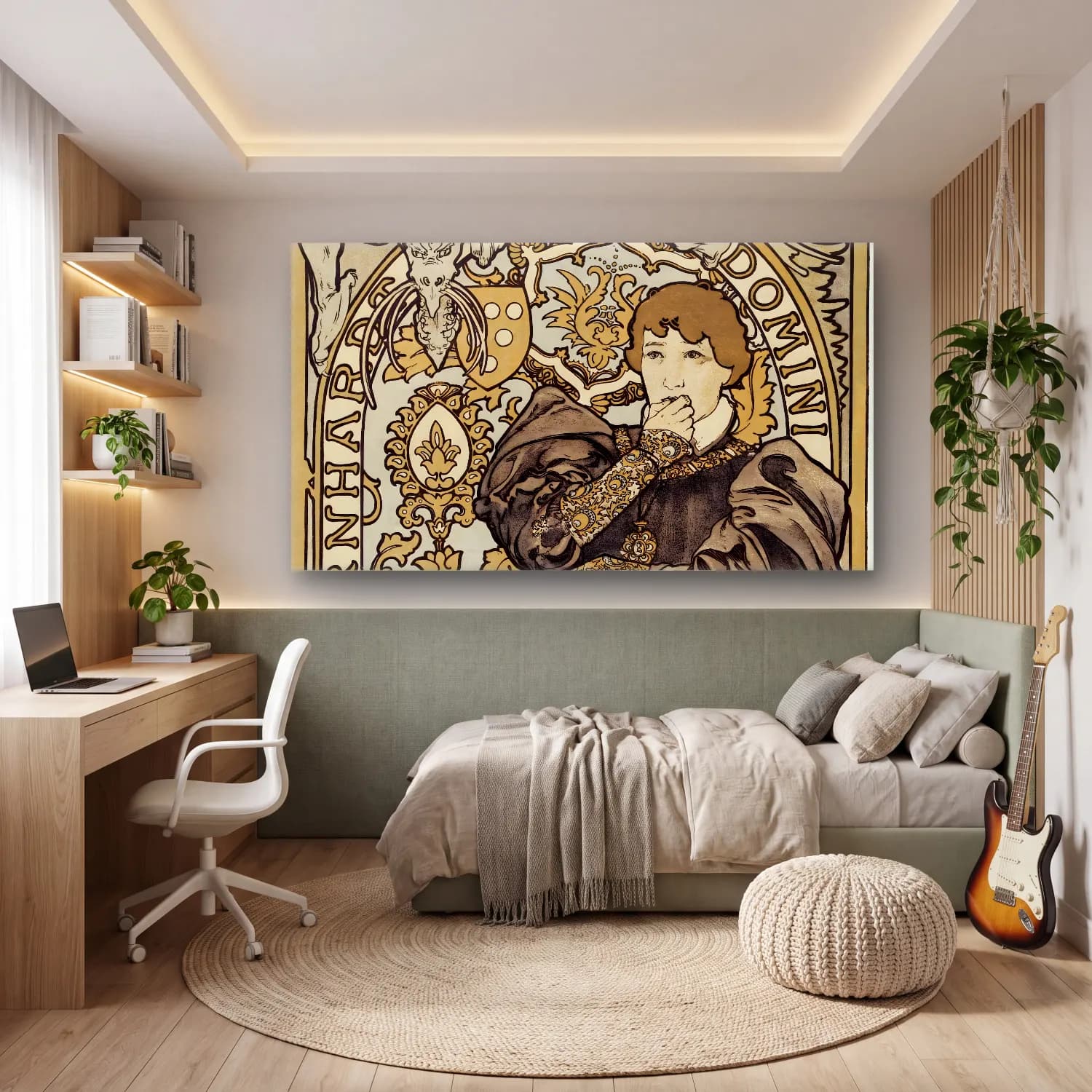 Alphonse Mucha – Lorenzaccio, piece en v actes, d Alfred de Musset cam tablo — genç odasında
