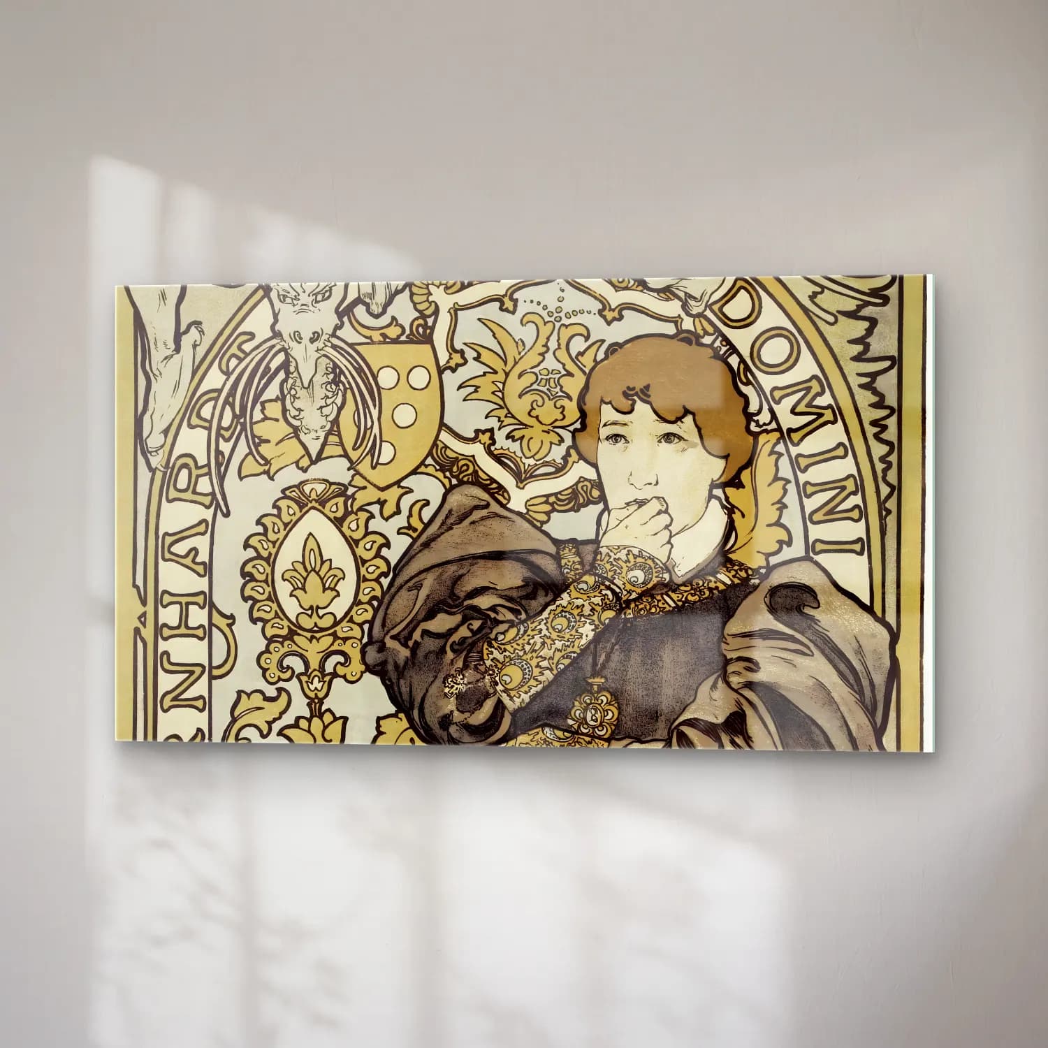 Alphonse Mucha – Lorenzaccio, piece en v actes, d Alfred de Musset cam tablo — sağ açıdan görünüm