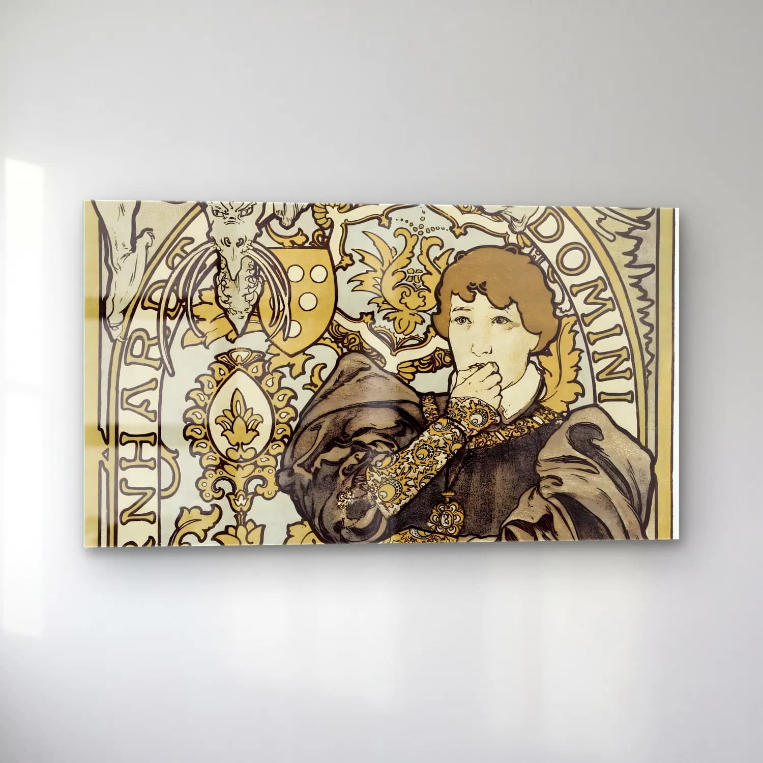 Alphonse Mucha – Lorenzaccio, piece en v actes, d Alfred de Musset cam tablo — sol açıdan görünüm