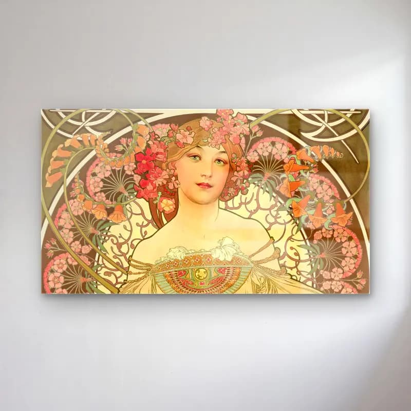 Alphonse Mucha – Rêverie cam tablo — Alphonse Mucha – Rêverie — vintage kadın portresi