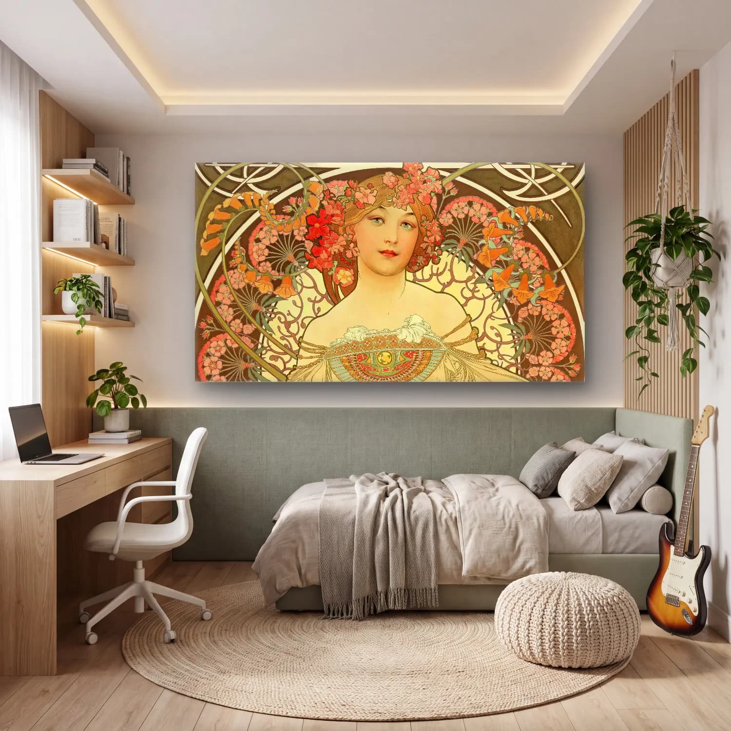 Alphonse Mucha – Rêverie cam tablo — genç odasında