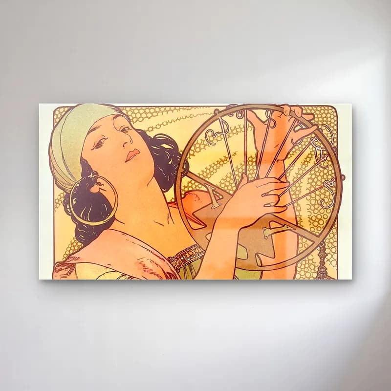Alphonse Mucha – Salomé cam tablo — Alphonse Mucha – Salomé — vintage kitap okuyan kadın
