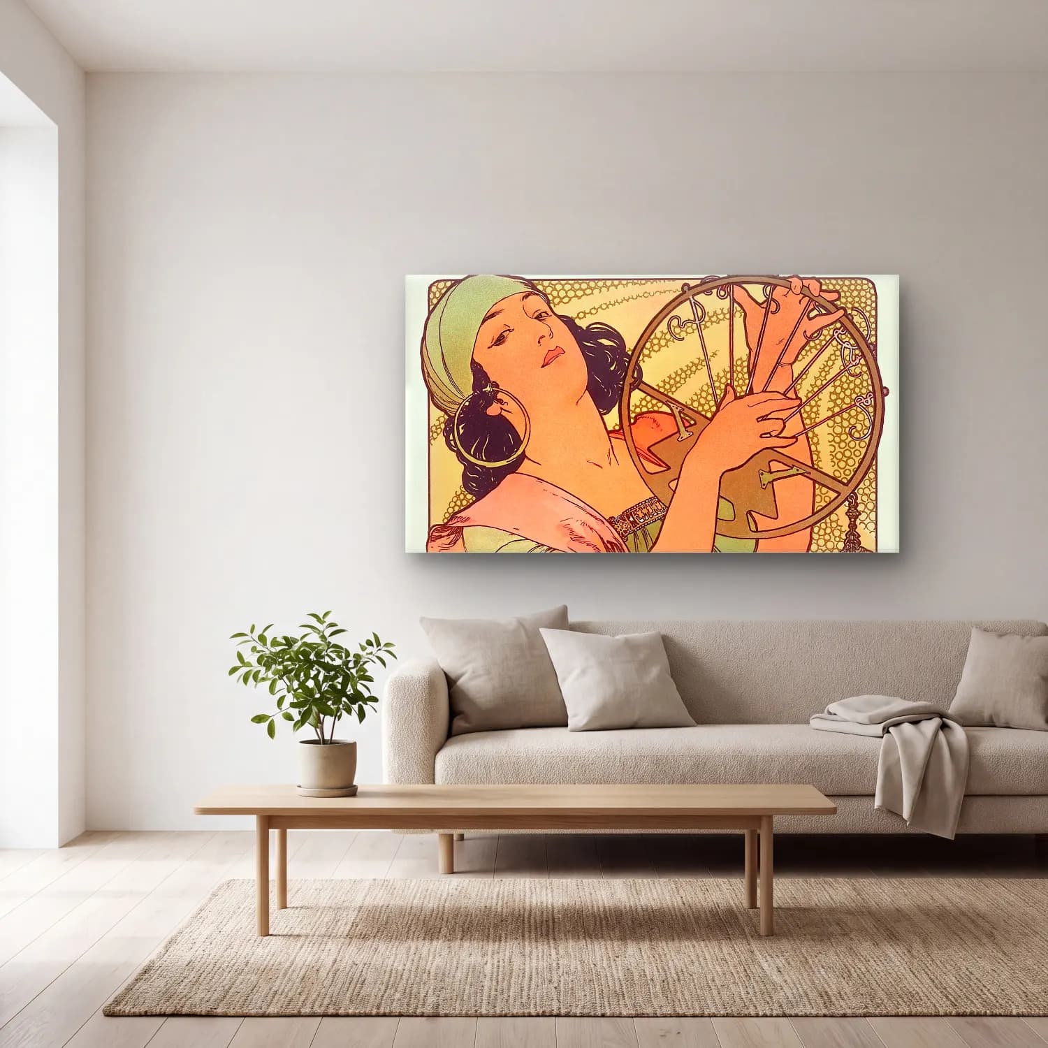 Alphonse Mucha – Salomé cam tablo — açık renk salonda