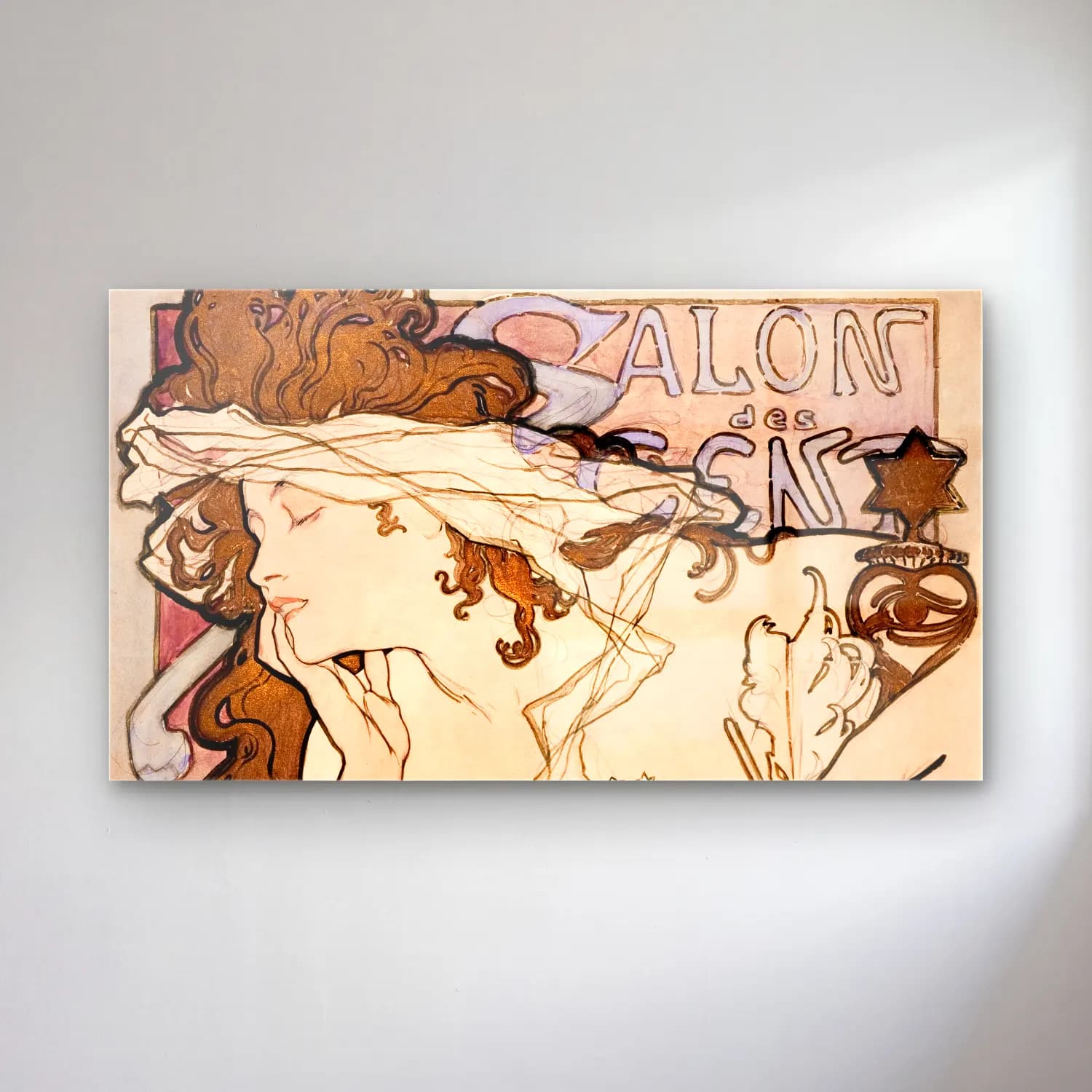 Alphonse Mucha – Salon des Cent poster cam tablo — Alphonse Mucha – Salon des Cent poster — vintage kadın portresi