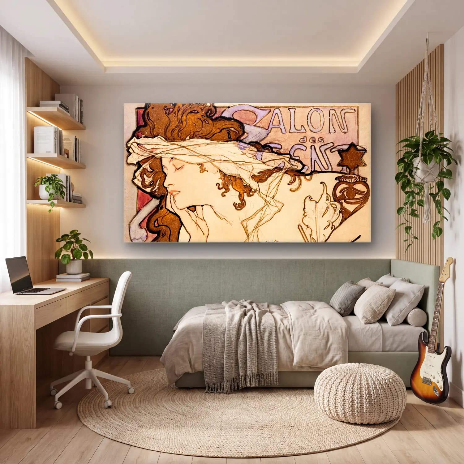 Alphonse Mucha – Salon des Cent poster cam tablo — genç odasında
