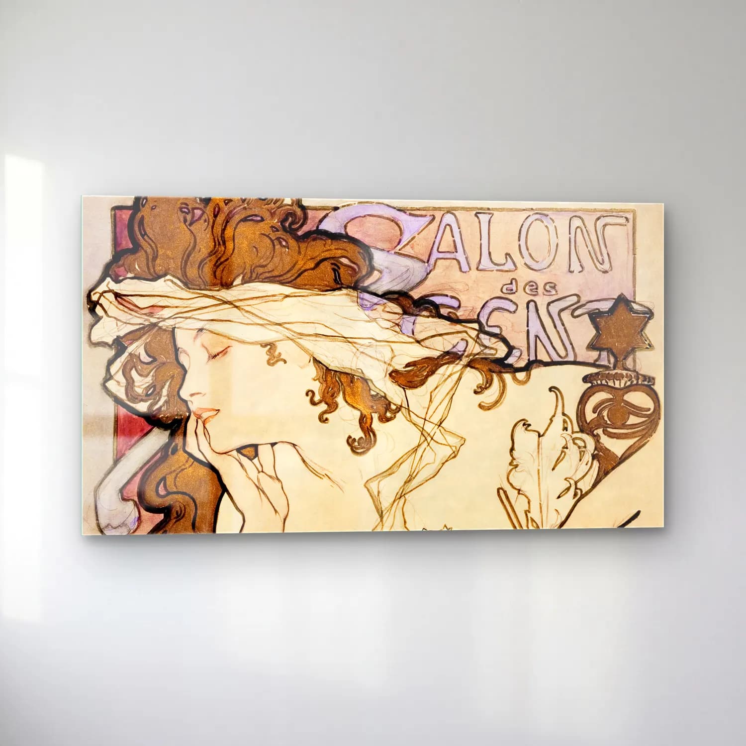 Alphonse Mucha – Salon des Cent poster cam tablo — sol açıdan görünüm