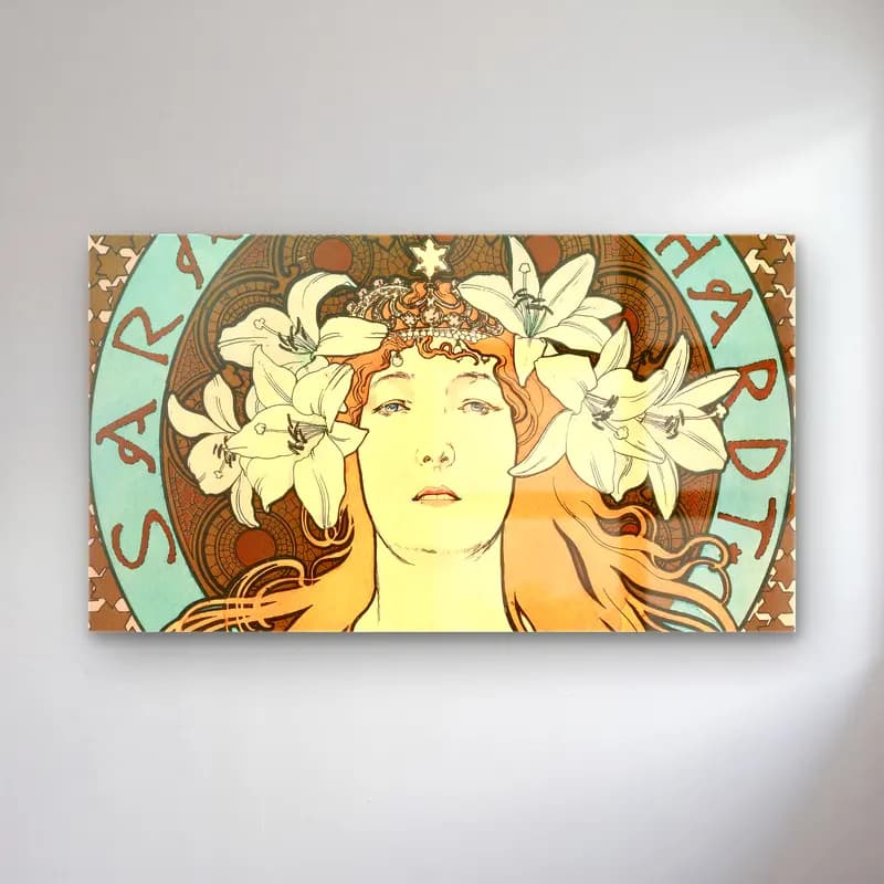 Alphonse Mucha – Sarah Bernhardt cam tablo — Alphonse Mucha – Sarah Bernhardt — vintage kadın portresi