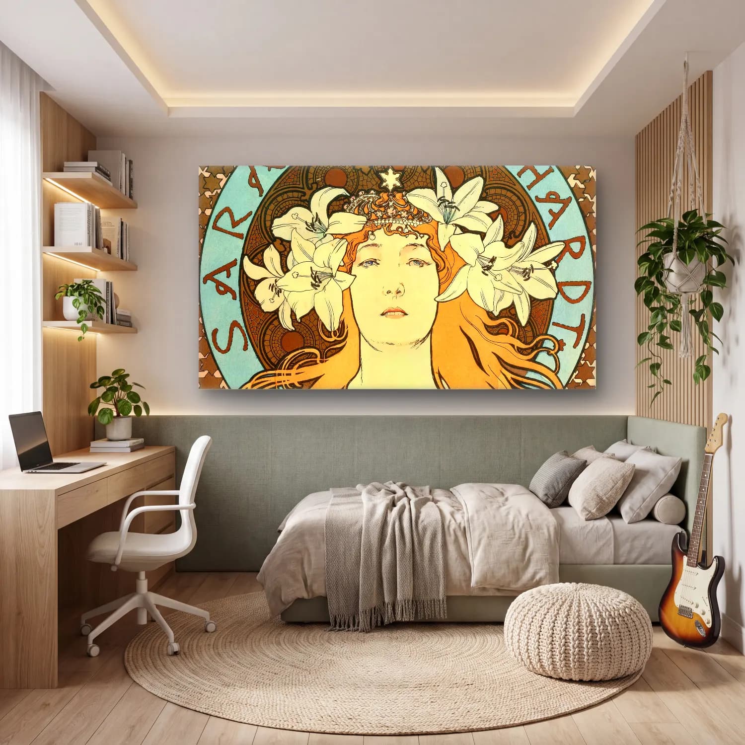 Alphonse Mucha – Sarah Bernhardt cam tablo — genç odasında