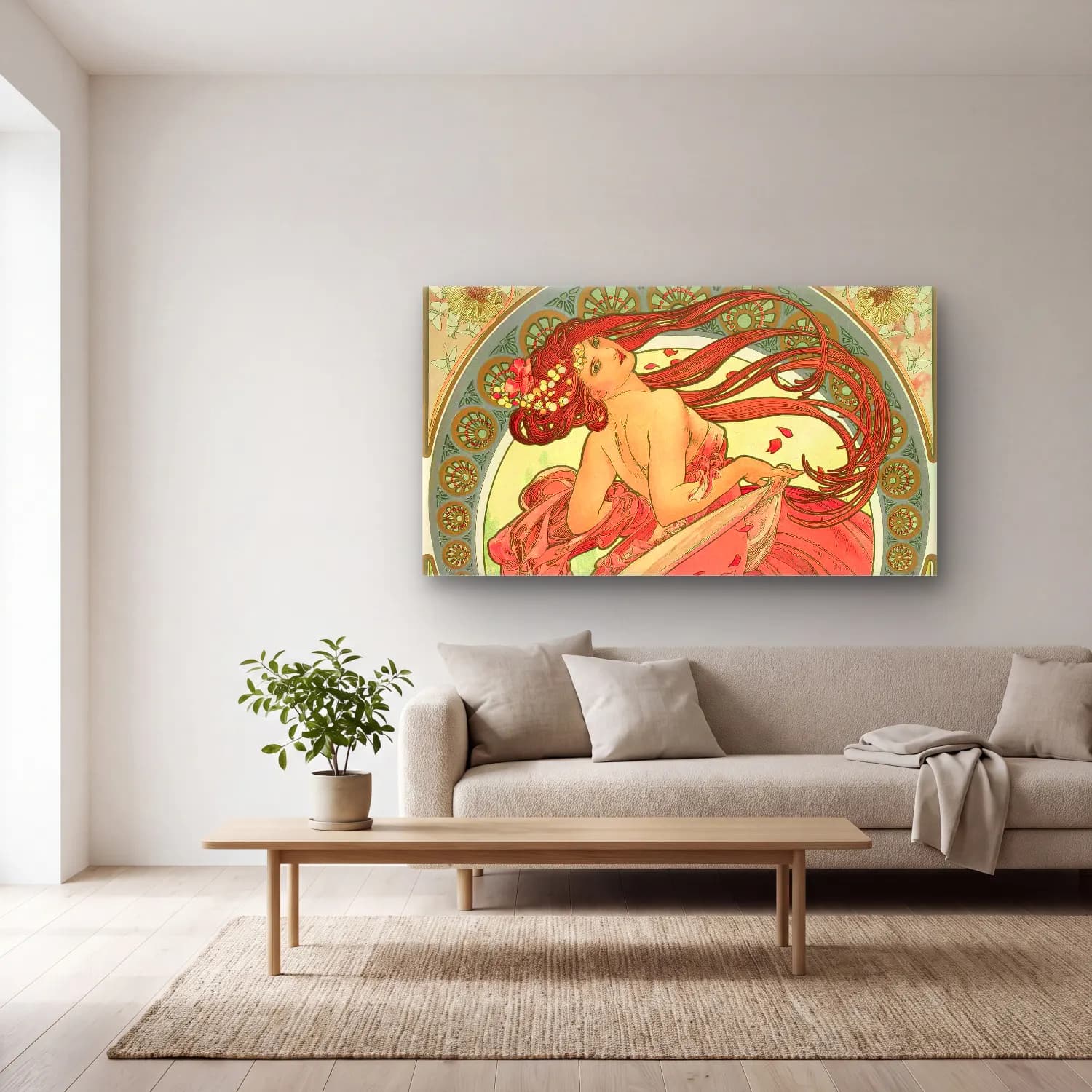 Alphonse Mucha – The Arts – Dance cam tablo — açık renk salonda