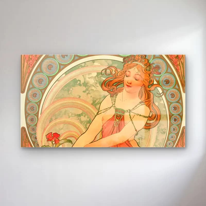 Alphonse Mucha – The Arts – Painting cam tablo — Alphonse Mucha – The Arts – Painting — vintage elbiseli kadın