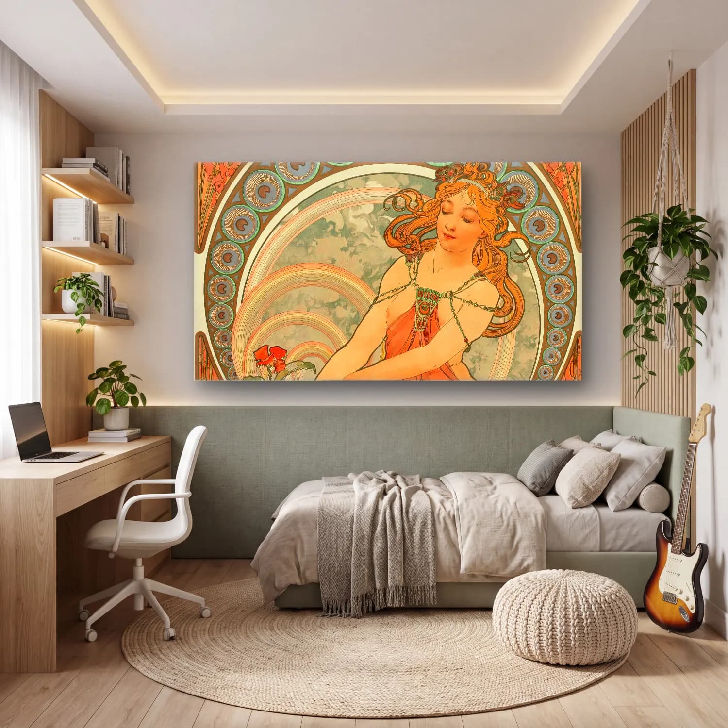 Alphonse Mucha – The Arts – Painting cam tablo — genç odasında