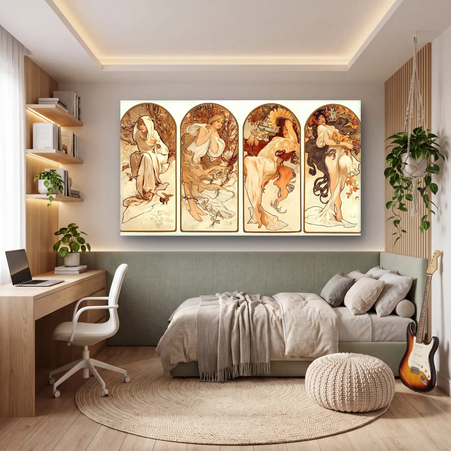 Alphonse Mucha – The Seasons cam tablo — genç odasında