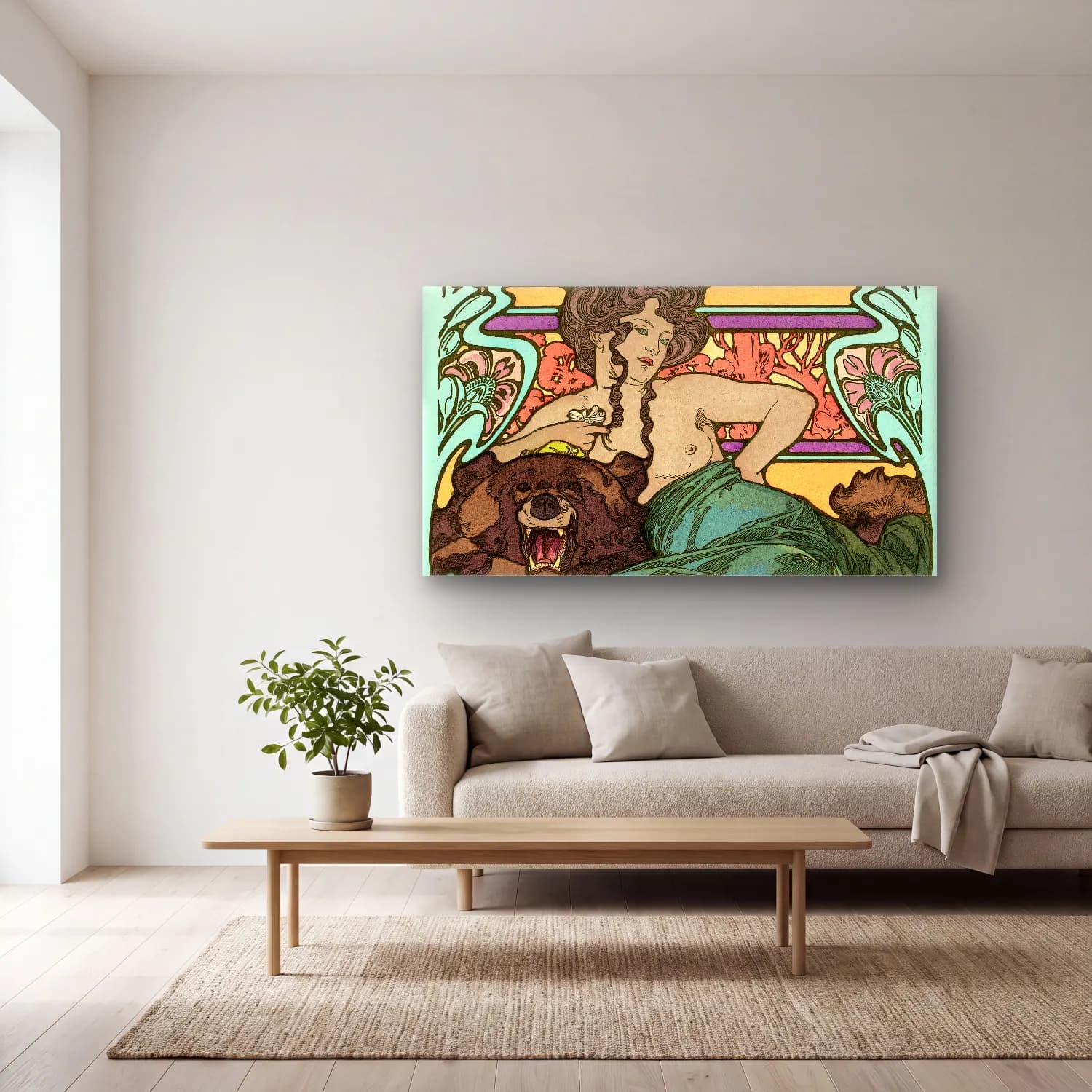 Alphonse Mucha – Untitled cam tablo — açık renk salonda