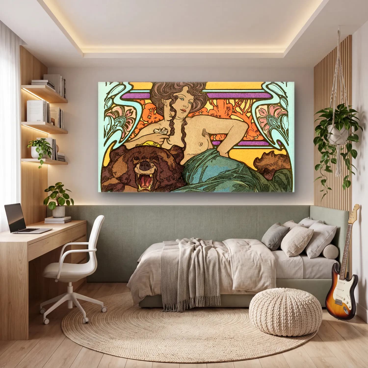 Alphonse Mucha – Untitled cam tablo — genç odasında