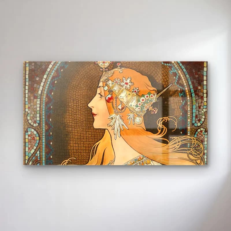 Alphonse Mucha – Zodiac cam tablo — Alphonse Mucha – Zodiac — vintage kadın portresi