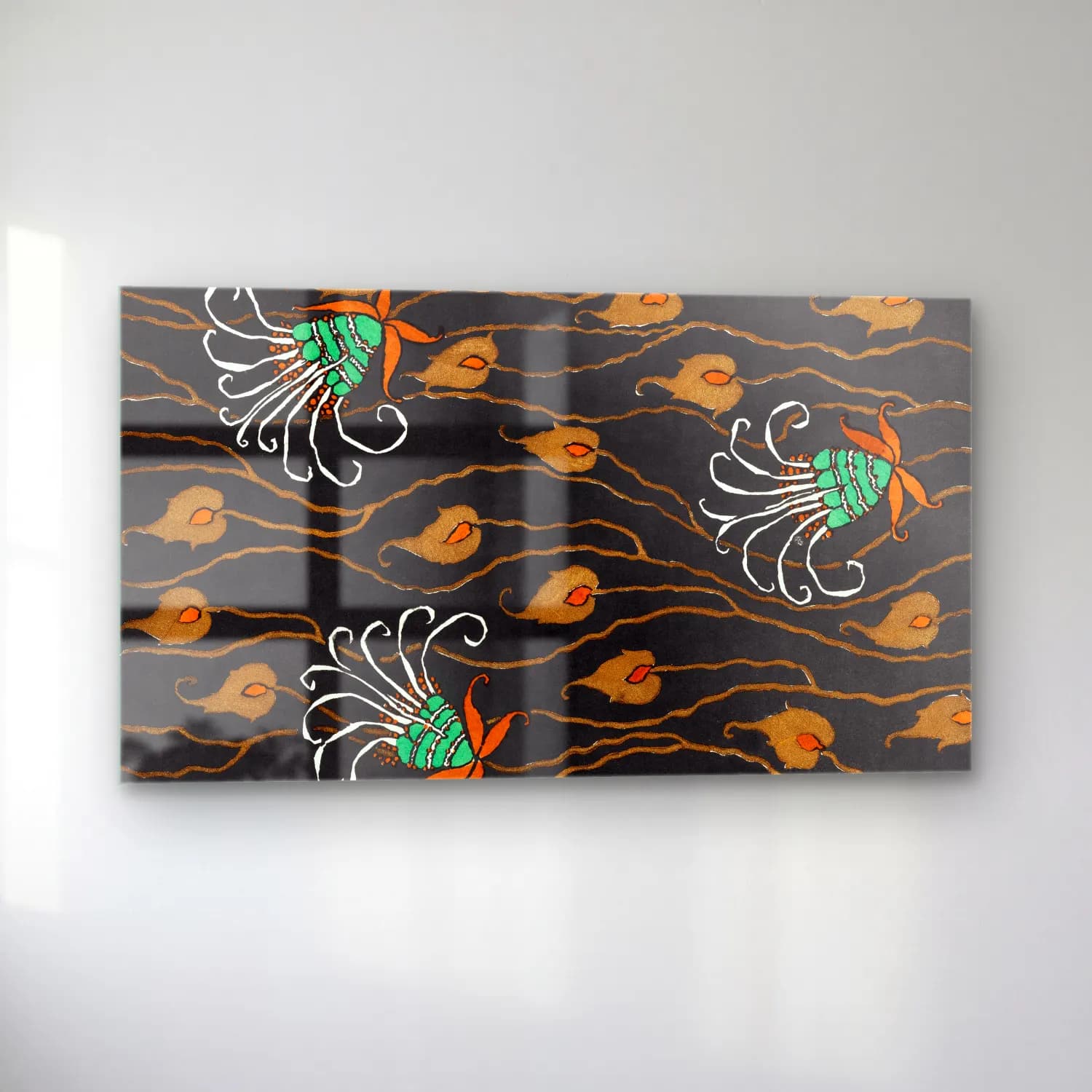 E.A. Séguy – Art Deco Flower pattern pochoir print in oriental style cam tablo — sol açıdan görünüm