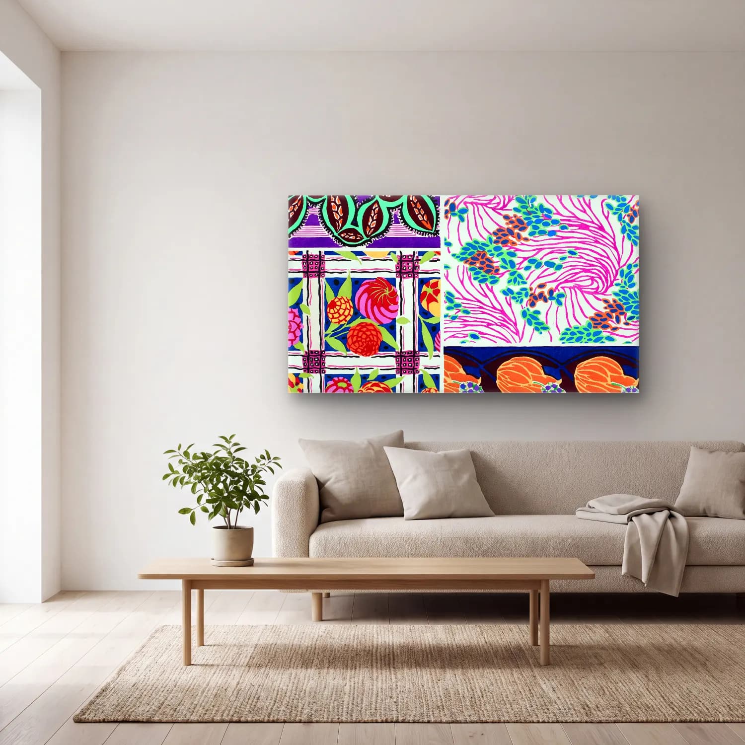 E.A. Séguy – Art deco pattern, art nouveau painting, plate no cam tablo — açık renk salonda