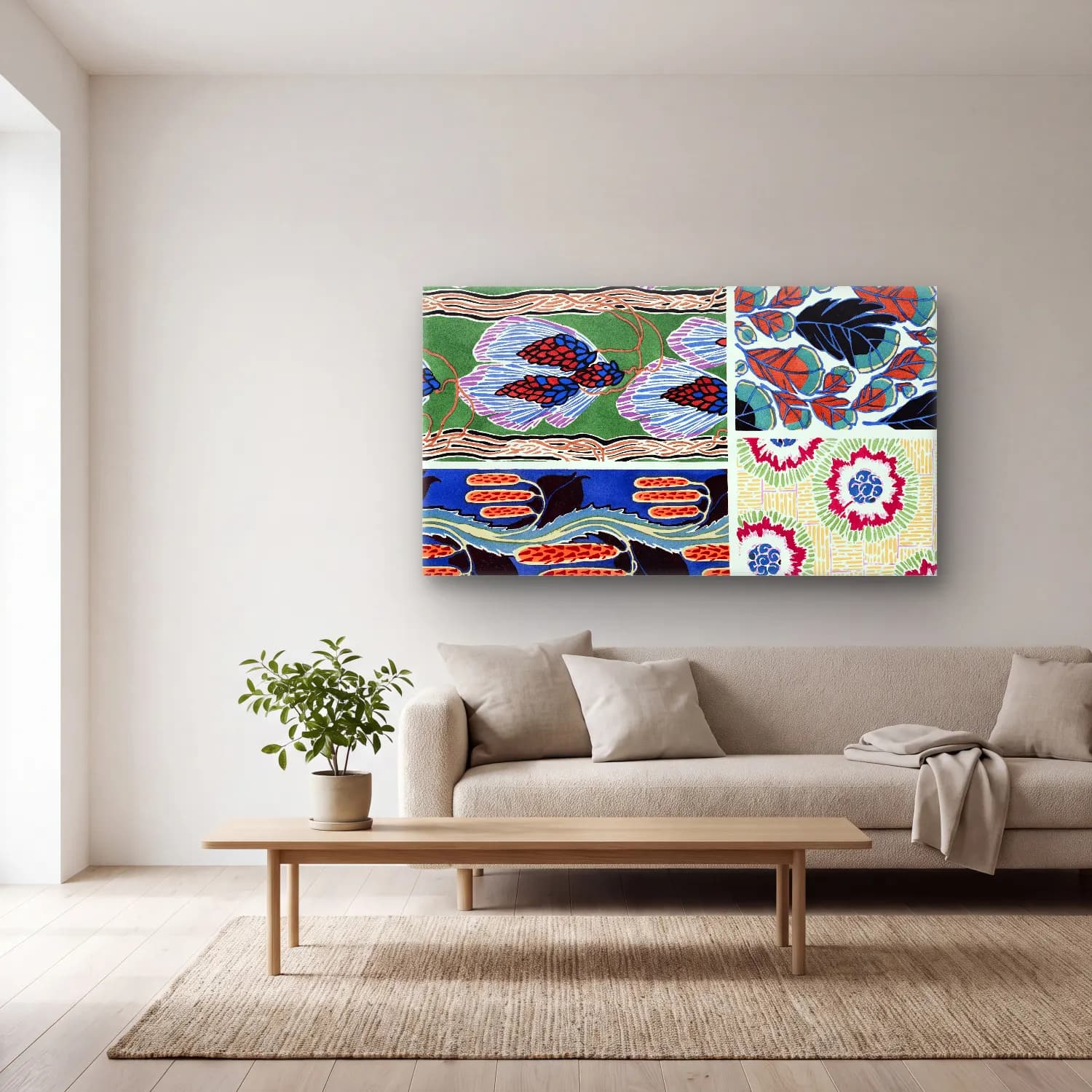 E.A. Séguy – Colorful floral design, art nouveau & art deco artwork,… cam tablo — açık renk salonda