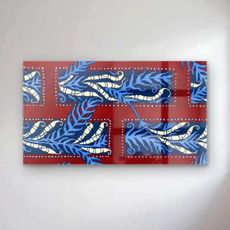 E.A. Séguy – Fern pochoir pattern in Art Deco oriental style cam tablo — E.A. Séguy – Fern pochoir pattern in Art Deco oriental style — boho çiçek deseni