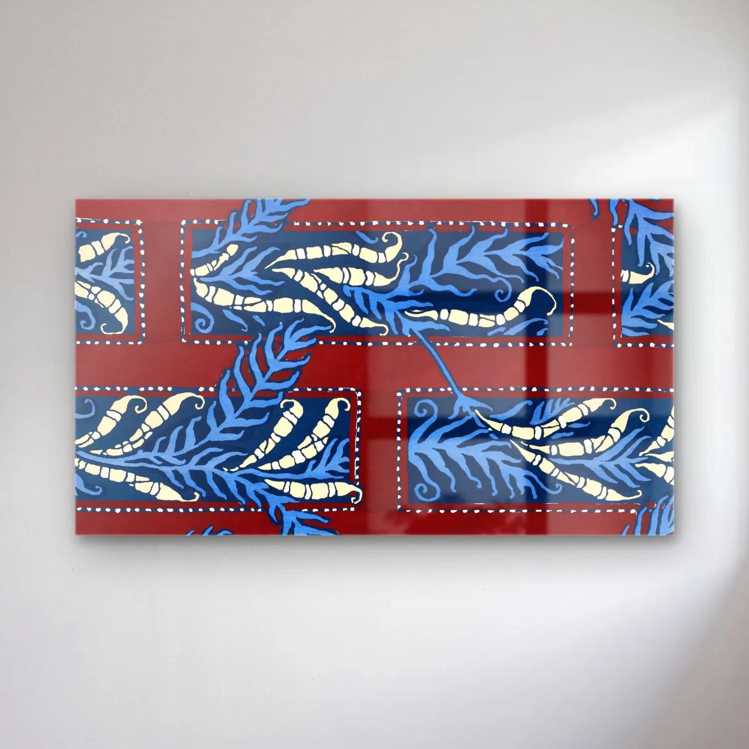 E.A. Séguy – Fern pochoir pattern in Art Deco oriental style cam tablo — E.A. Séguy – Fern pochoir pattern in Art Deco oriental style — boho çiçek deseni