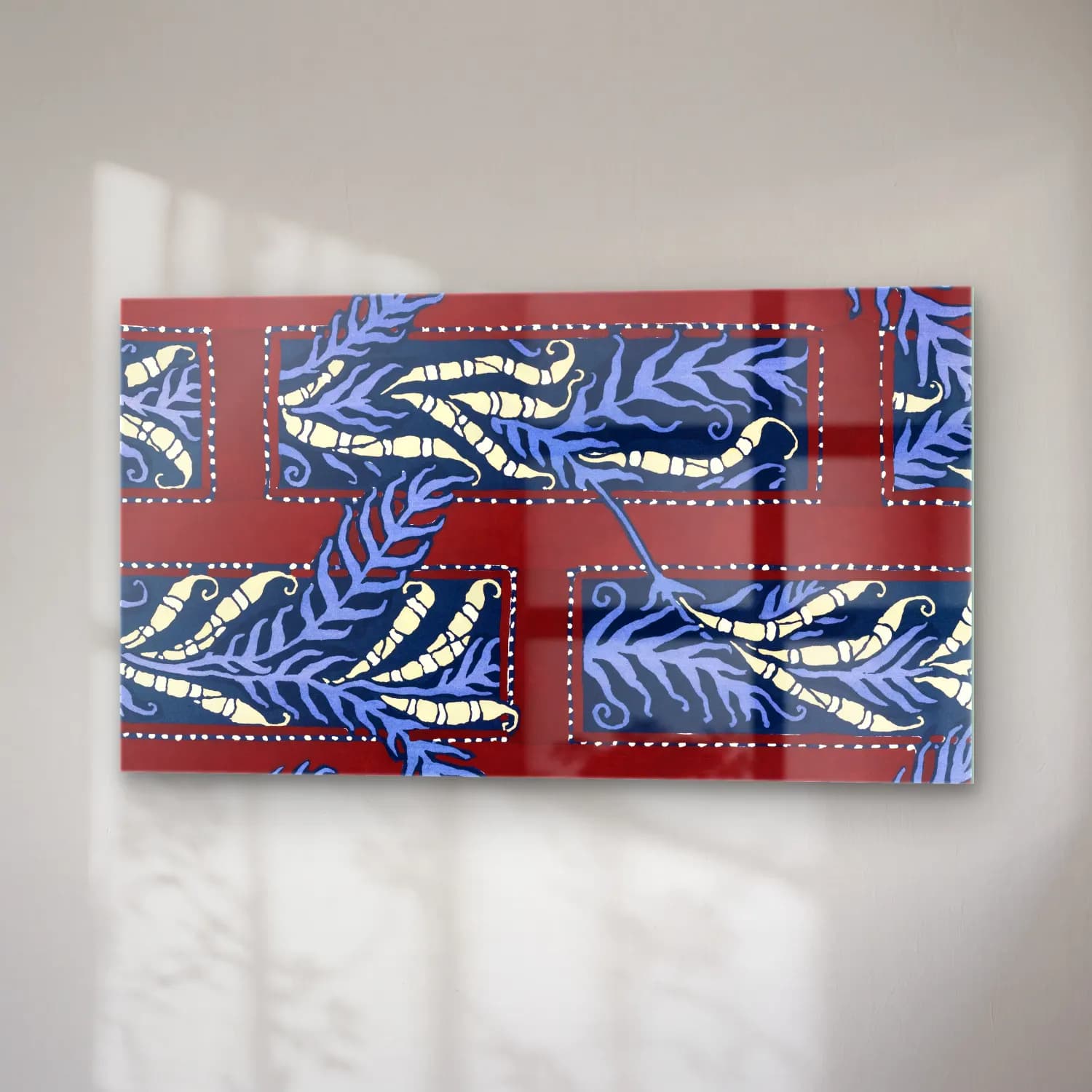 E.A. Séguy – Fern pochoir pattern in Art Deco oriental style cam tablo — sağ açıdan görünüm
