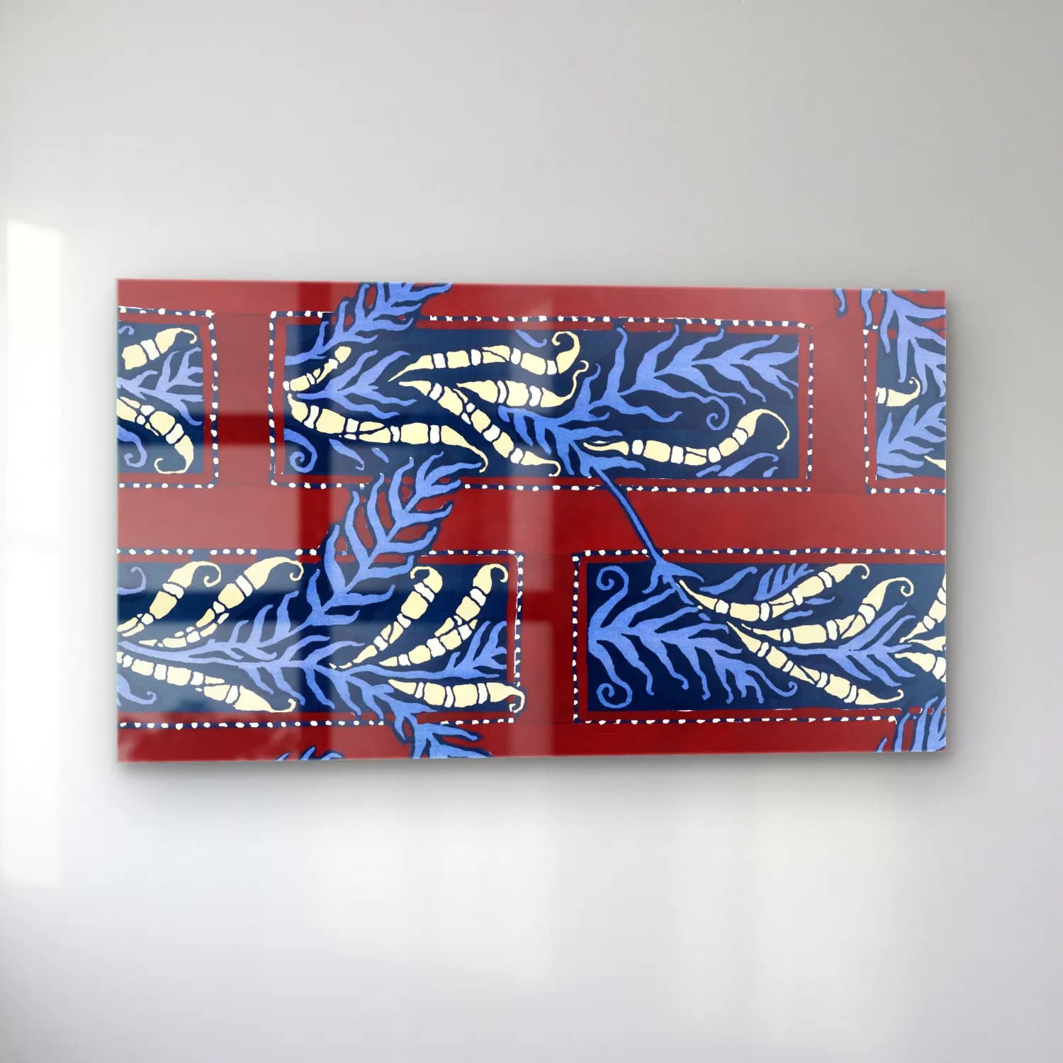 E.A. Séguy – Fern pochoir pattern in Art Deco oriental style cam tablo — sol açıdan görünüm