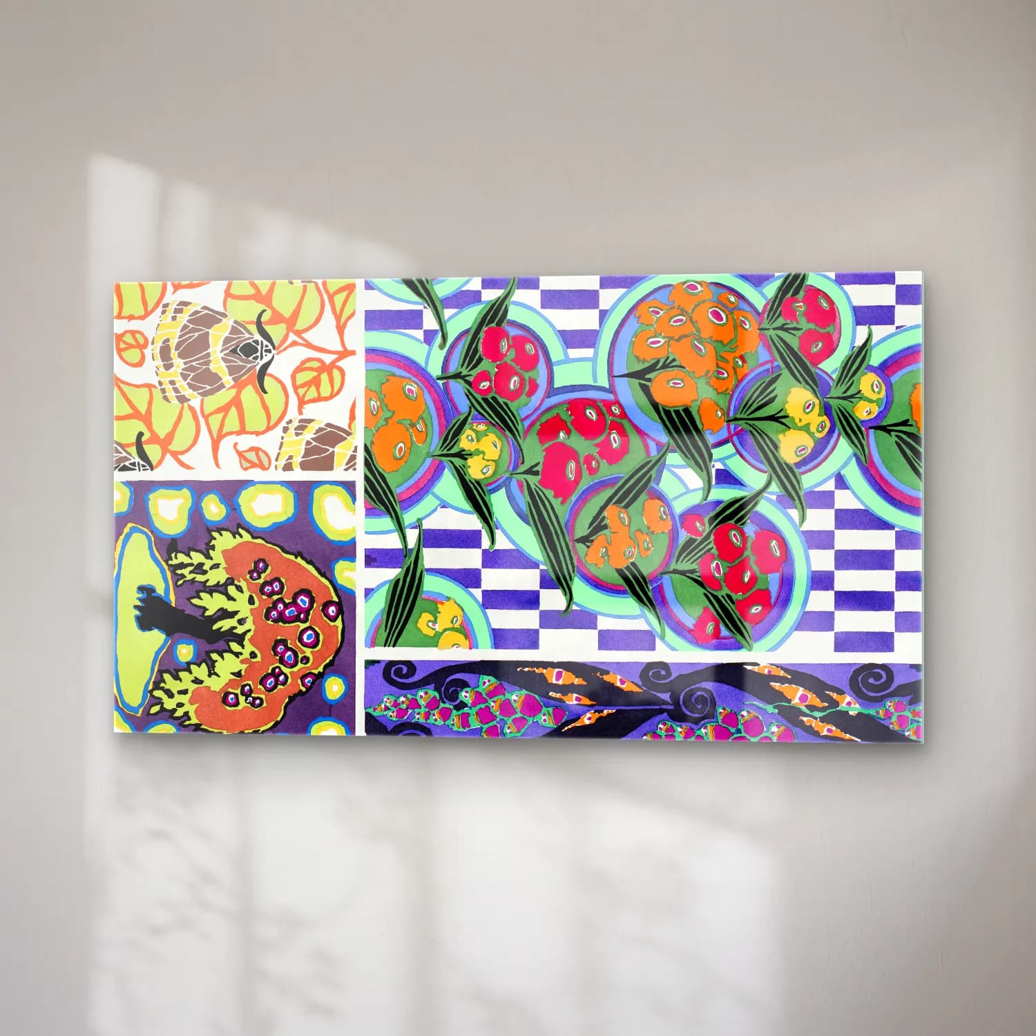 E.A. Séguy – Floral colorful background, vintage art deco & art nouveau… cam tablo — sağ açıdan görünüm