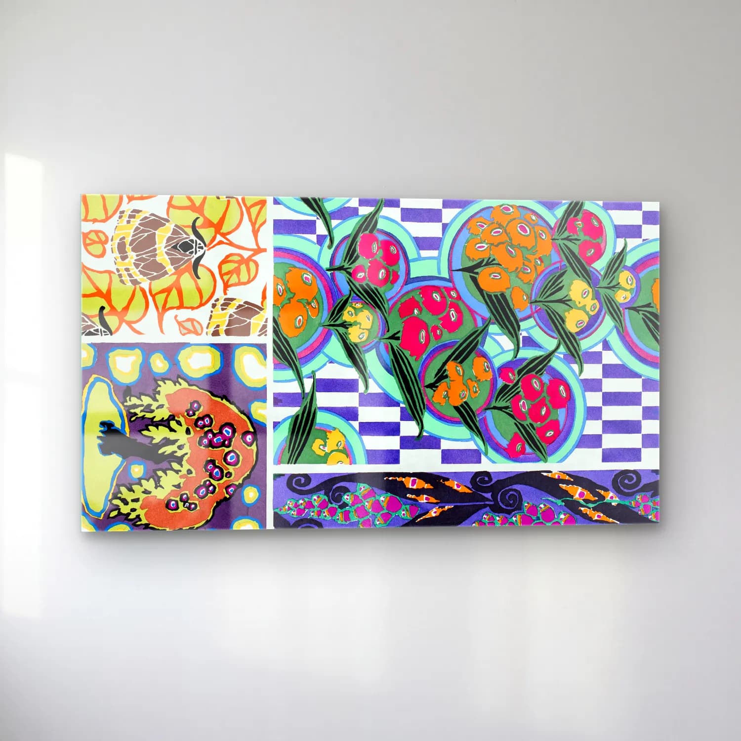 E.A. Séguy – Floral colorful background, vintage art deco & art nouveau… cam tablo — sol açıdan görünüm