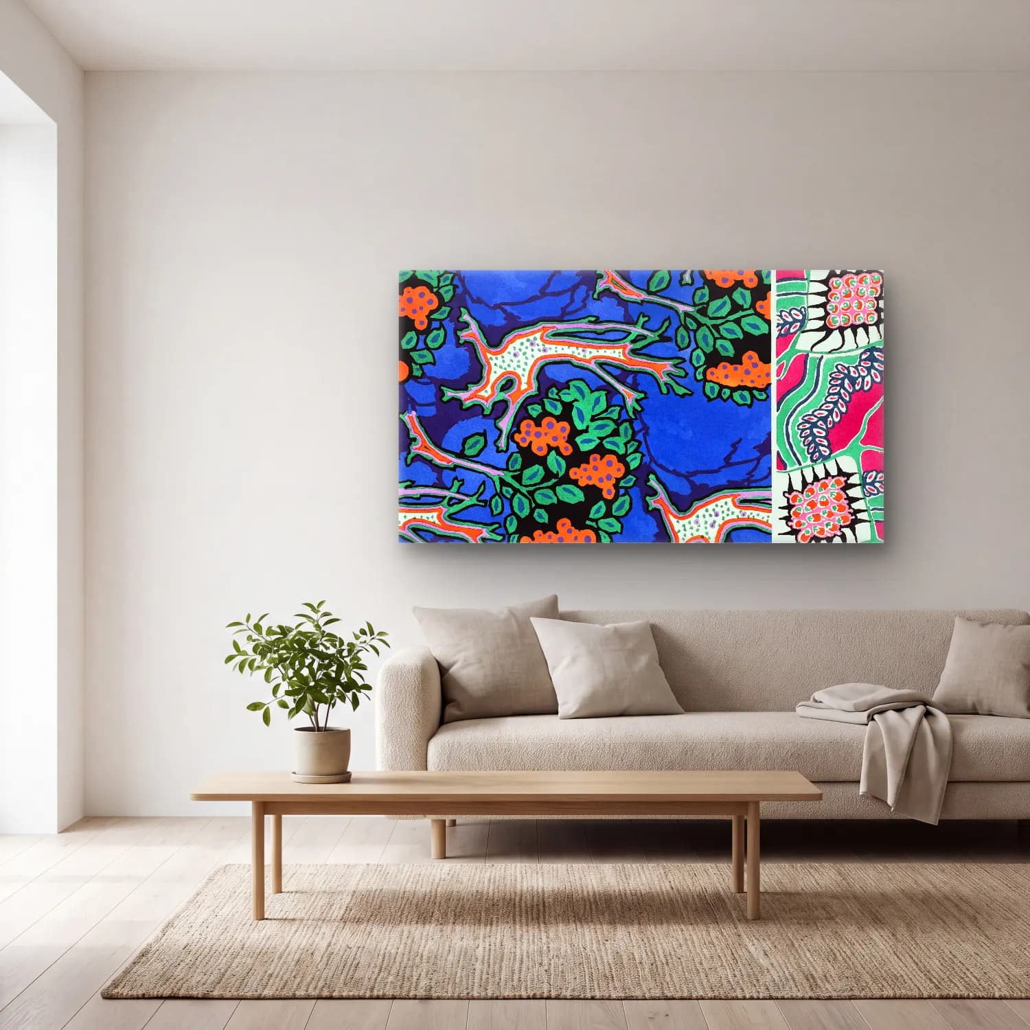 E.A. Séguy – Floral colorful background, vintage art deco & art nouveau… No. 5 cam tablo — açık renk salonda