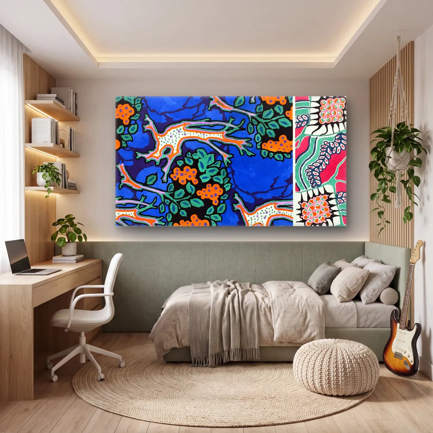 E.A. Séguy – Floral colorful background, vintage art deco & art nouveau… No. 5 cam tablo — genç odasında