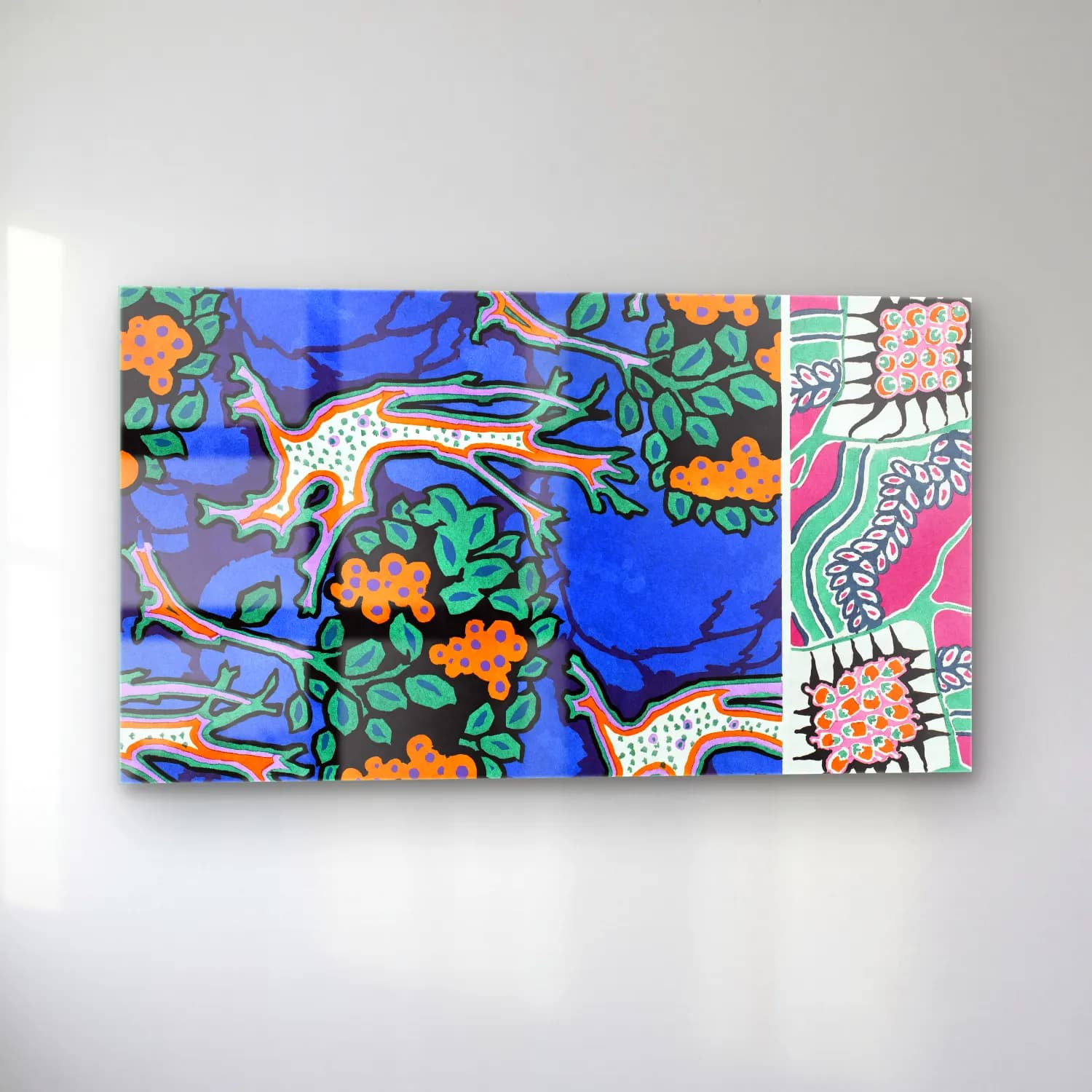 E.A. Séguy – Floral colorful background, vintage art deco & art nouveau… No. 5 cam tablo — sol açıdan görünüm