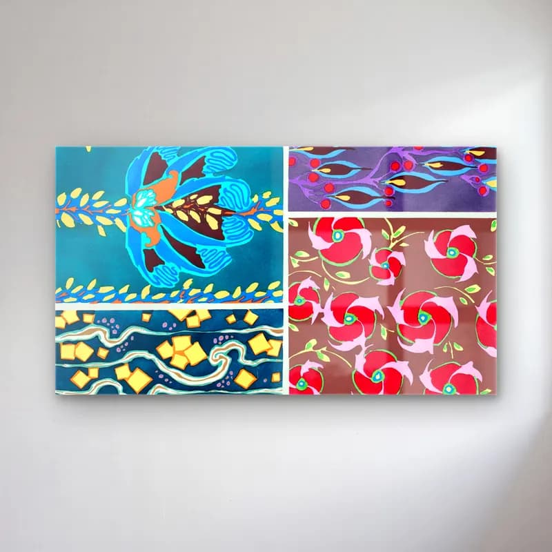 E.A. Séguy – Floral colorful background, vintage art deco & art nouveau… – Turkuaz Tonlar cam tablo — E.A. Séguy – Floral colorful background, vintage art deco & art nouveau… – Turkuaz Tonlar — maksimalist çiçek deseni