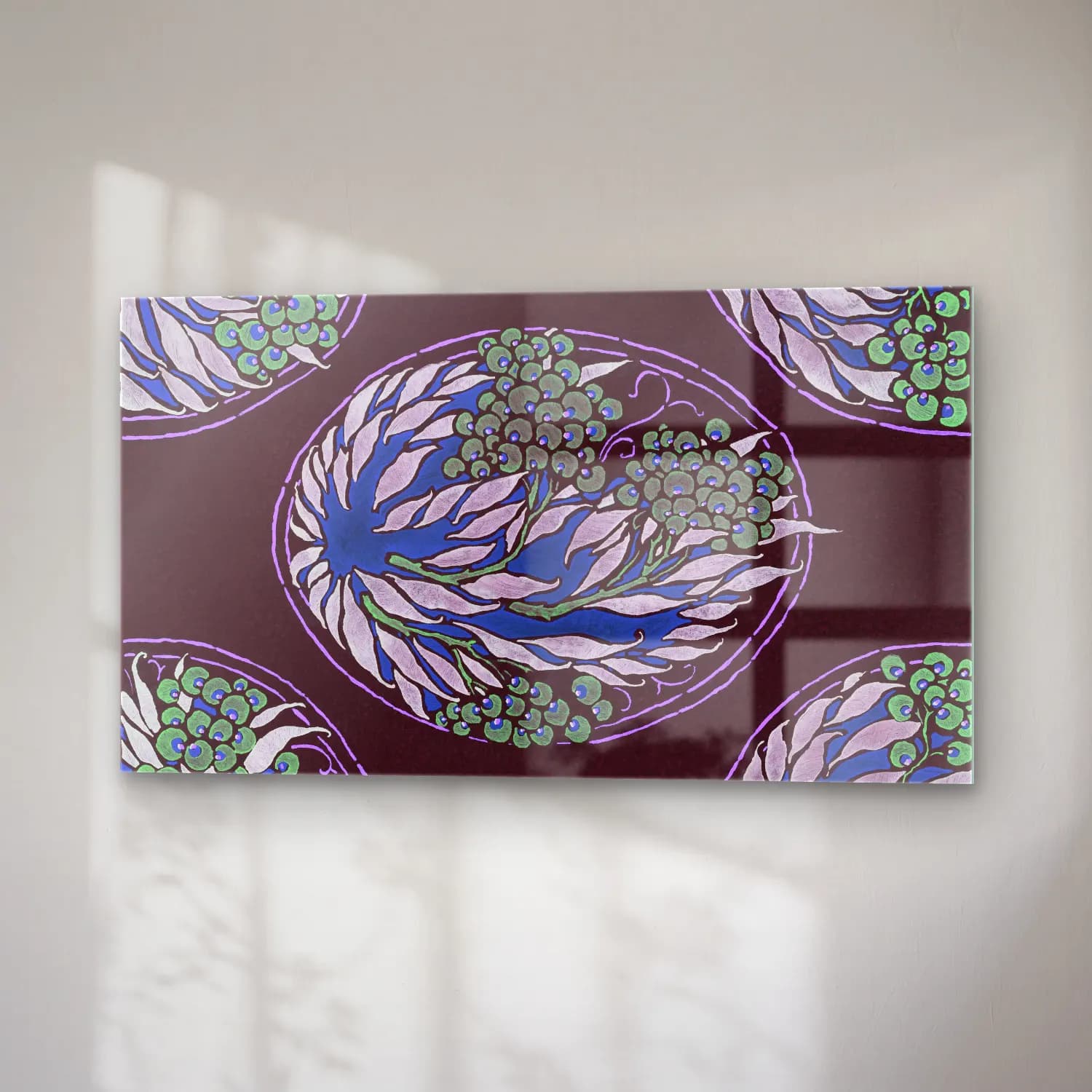 E.A. Séguy – Fruit tree pattern Art Nouveau pochoir print in oriental… cam tablo — sağ açıdan görünüm