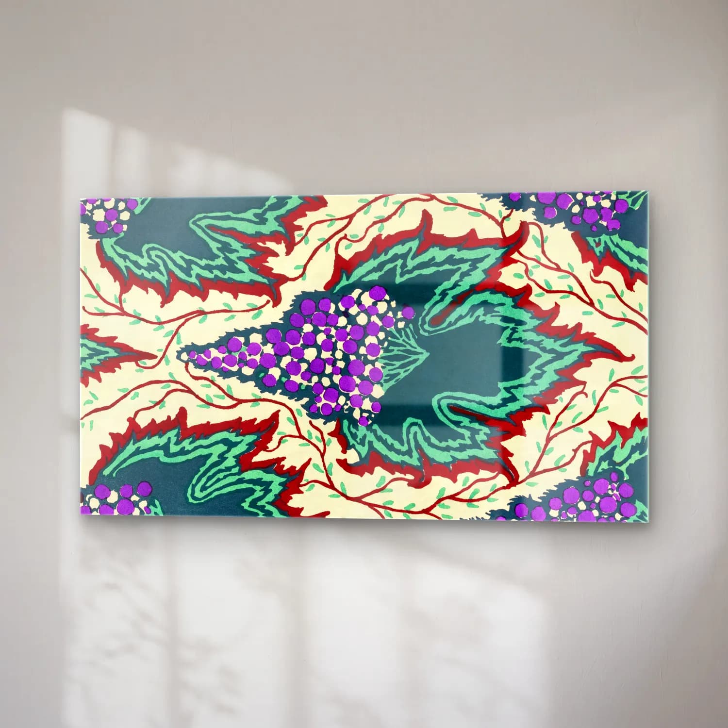 E.A. Séguy – Grape pattern Art Nouveau pochoir print in oriental style.… cam tablo — sağ açıdan görünüm