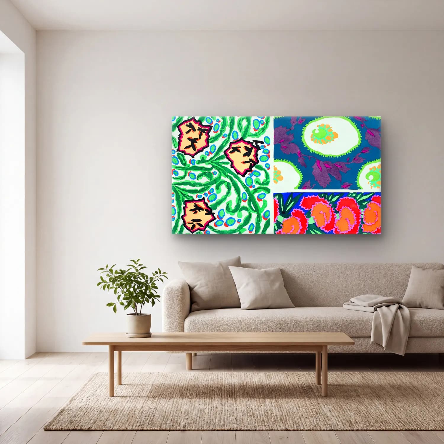 E.A. Séguy – Vintage art deco & art nouveau pattern, plate no – Yeşil Tonlar cam tablo — açık renk salonda