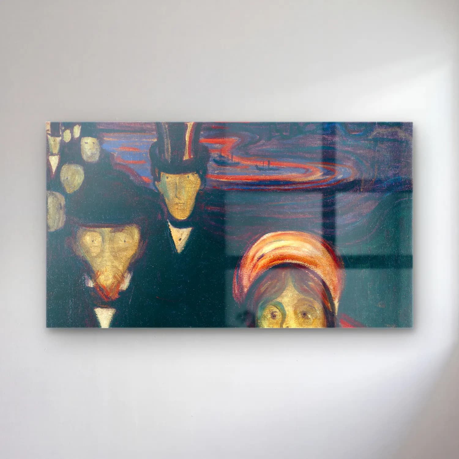 Edvard Munch – Anxiety cam tablo — Edvard Munch – Anxiety — empresyonist şapkalı kadın