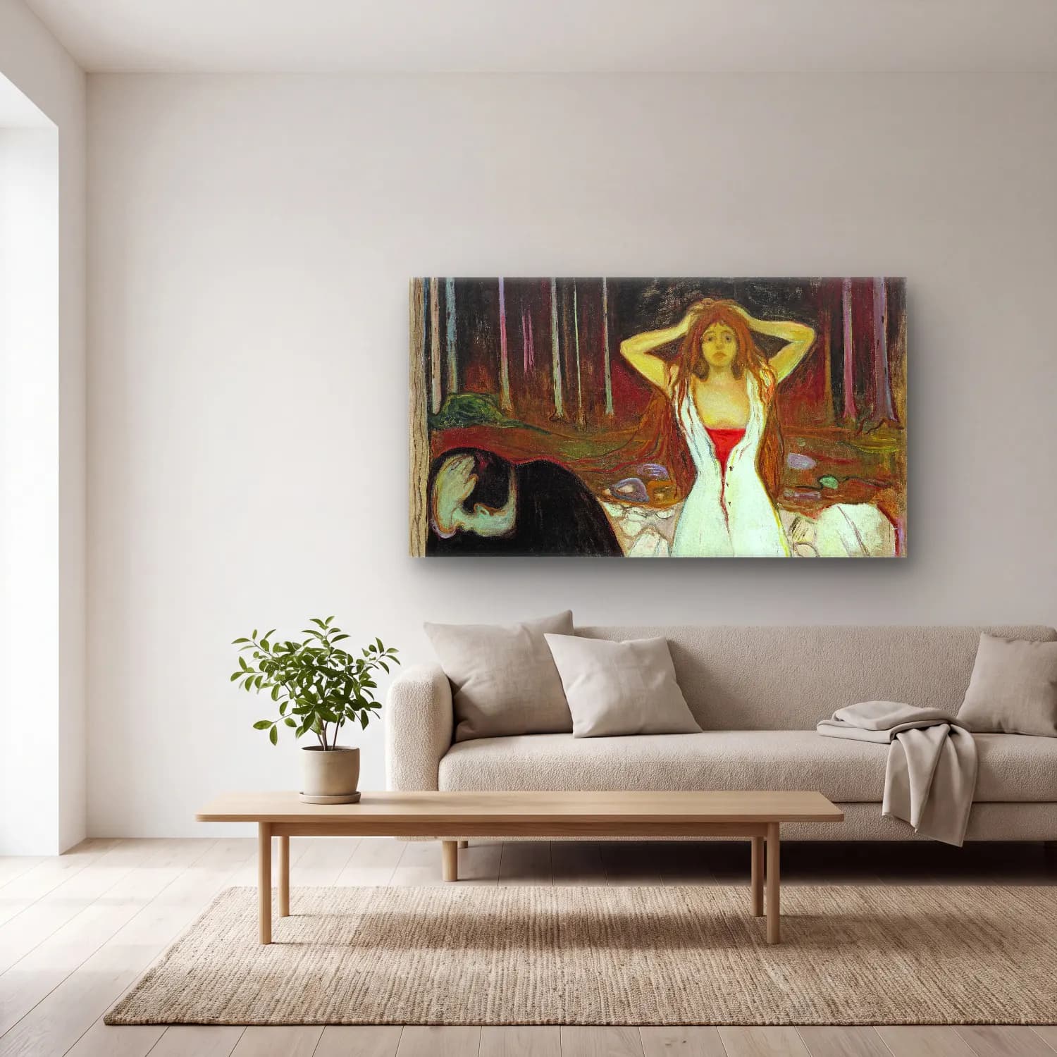 Edvard Munch – Ashes cam tablo — açık renk salonda