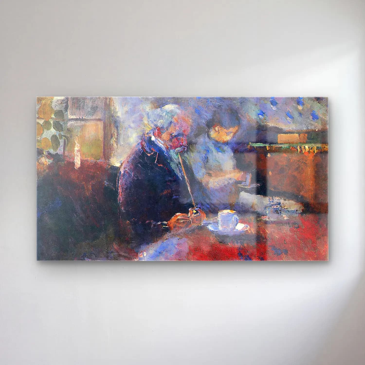 Edvard Munch – At the Coffee Table cam tablo — Edvard Munch – At the Coffee Table — empresyonist çay fincanı