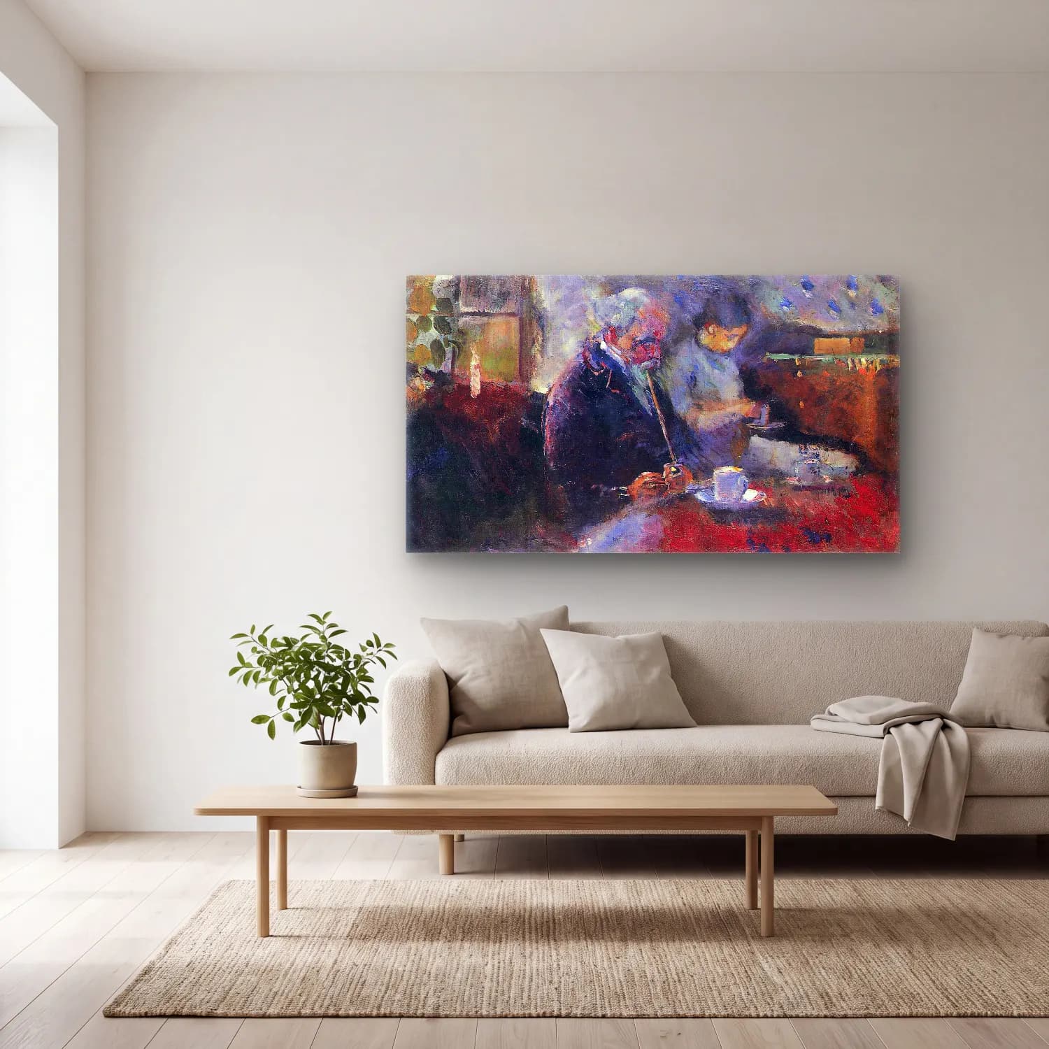 Edvard Munch – At the Coffee Table cam tablo — açık renk salonda