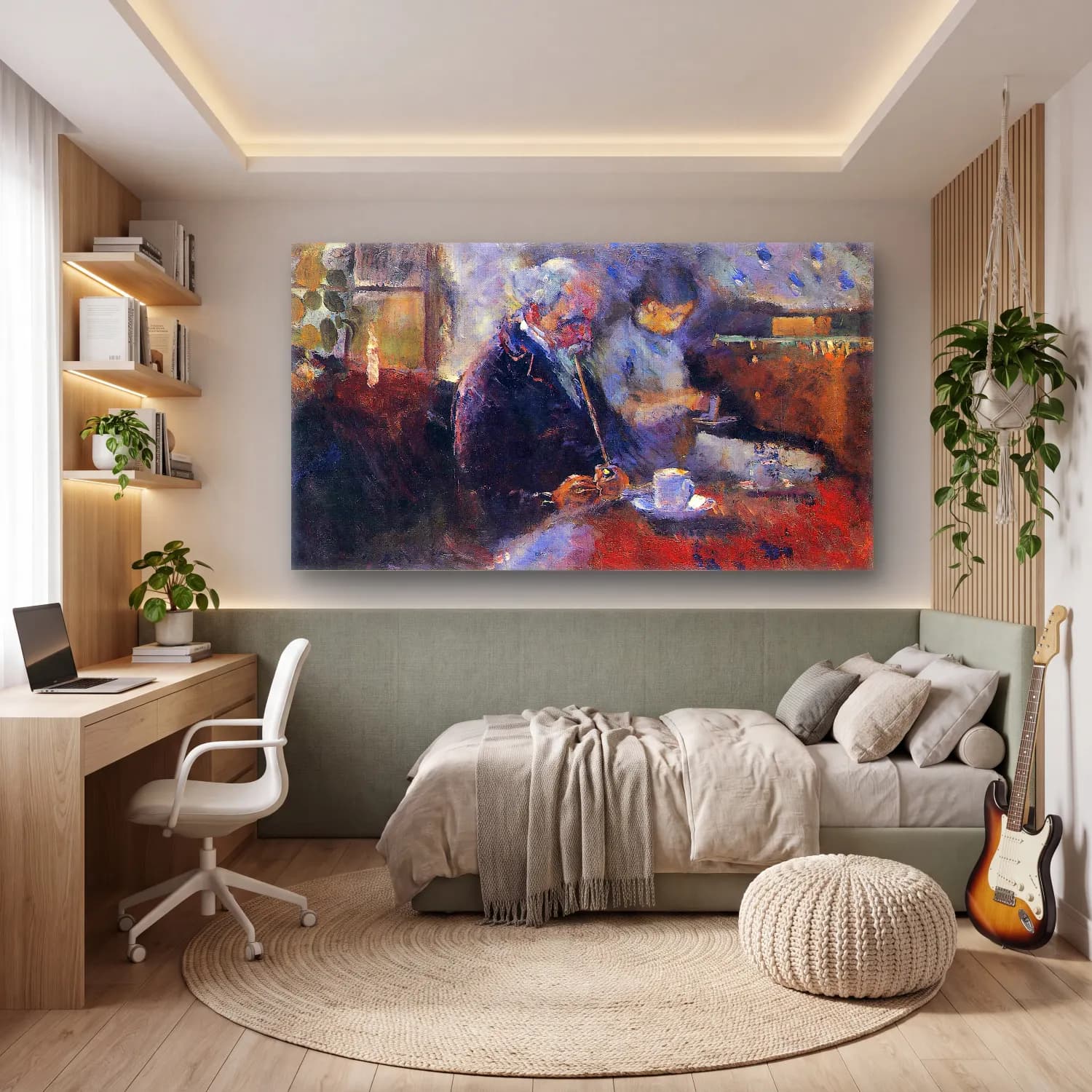 Edvard Munch – At the Coffee Table cam tablo — genç odasında