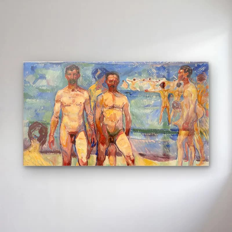Edvard Munch – Bathing men cam tablo — Edvard Munch – Bathing men — empresyonist sahilde i̇nsanlar