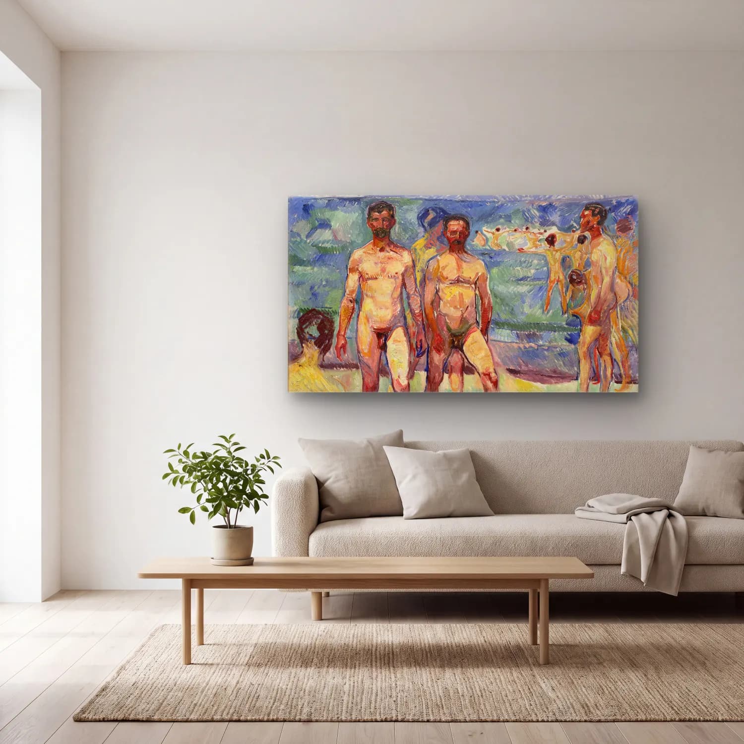 Edvard Munch – Bathing men cam tablo — açık renk salonda
