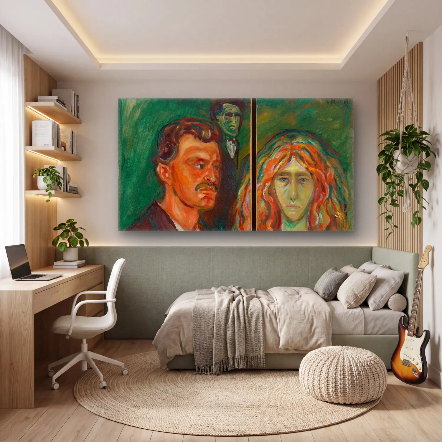 Edvard Munch – Caricature Portrait of Tulla Larsen cam tablo — genç odasında