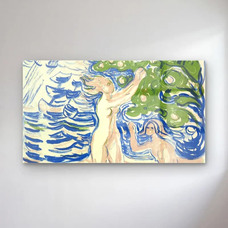 Edvard Munch – Girls Picking Apples cam tablo — Edvard Munch – Girls Picking Apples — vintage mitolojik sahne