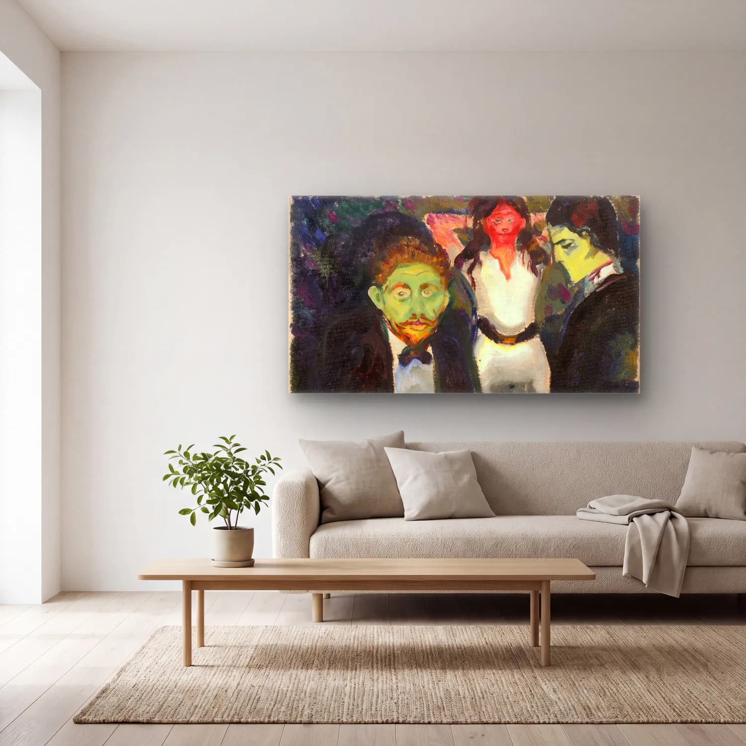 Edvard Munch – Jealousy cam tablo — açık renk salonda